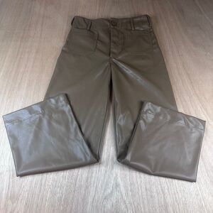 Shop The Mint Faux Wide Leg Leather Pants | Brown Size 9 | New Without Tags